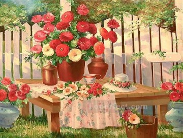 庭園 Painting - yxf114eB 風景 印象派 花の庭園